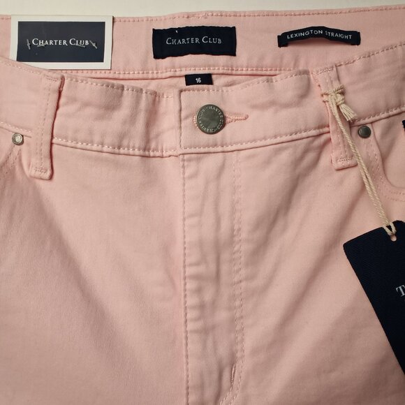NWT Charter Club Jeans Size 16 Lexington Straight High Rise Misty Pink - Picture 7 of 12